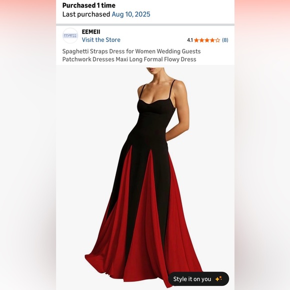Elegant Black and Red Evening Gown - Picture 3 of 7